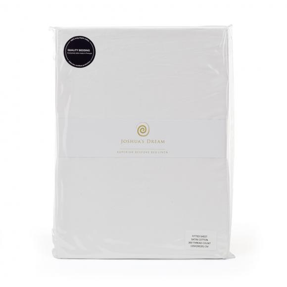 Joshua's Dream Purity 300 Satin White Fitted Sheet single 90/190cm white