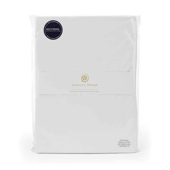 Joshua's Dream Classic 200 Percale White Fitted Sheet single 90/190cm white
