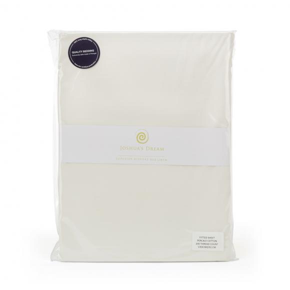 Joshua's Dream Classic 200 Percale Ivory Fitted Sheet single 90/190cm ivory