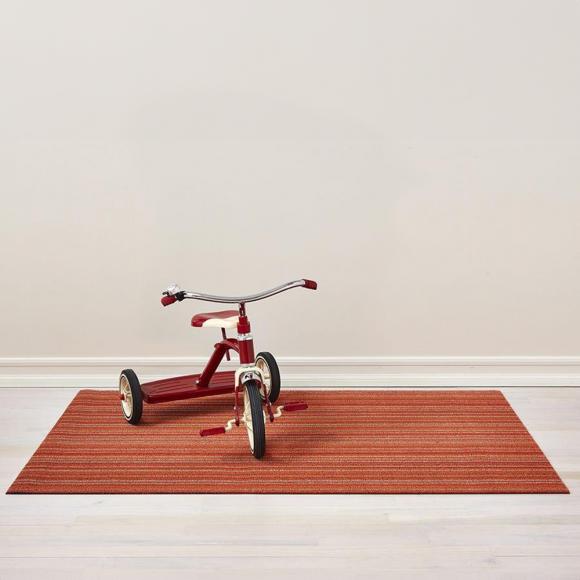 Chilewich Skinny Stripe Orange Shag Mat Doormat 46cm x 71cm orange