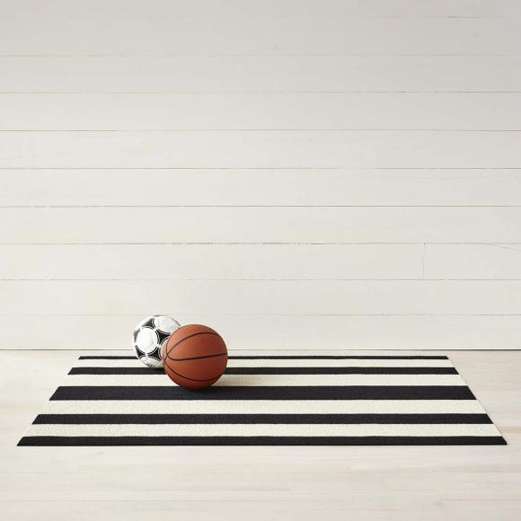 Chilewich Large Stripe Black / White Shag Mat Doormat 46cm x 71cm 200S-SHAG-MULT black / white