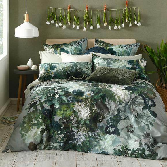 MM Linen Florian King Size Duvet Cover Set (with 2 pillowcases) green multi