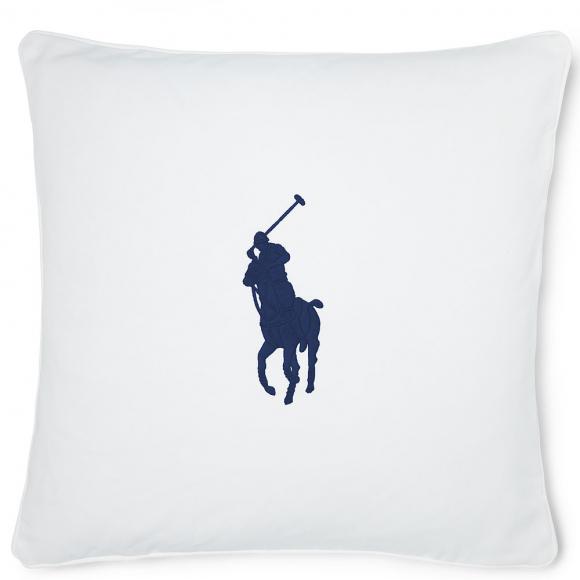 Ralph Lauren Home RL Pony Cushion Case Navy cushion case 50/50cm White with Navy polo player logo