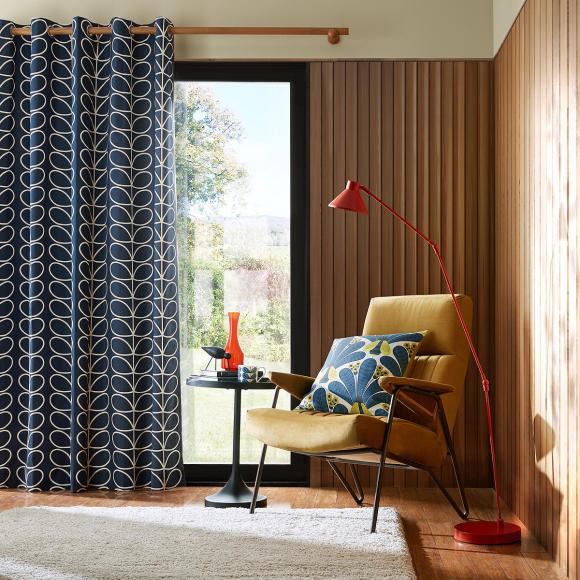 Orla Kiely Linear Stem Whale pair of curtains, each 165cm wide x 229cm drop Whale