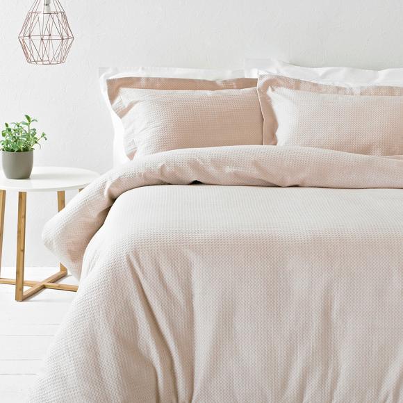 Yard Waffle Blush Duvet Cover Set super king duvet cover set (with 2 pillowcases) Blush