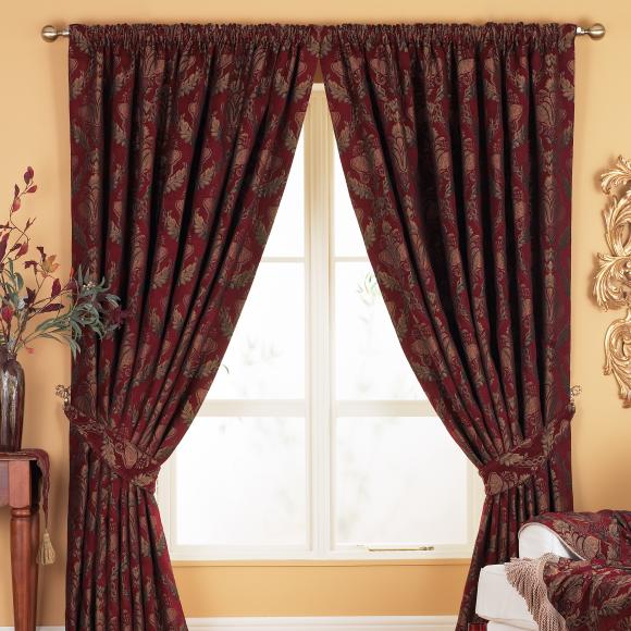 Paoletti Shiraz Burgundy Ready Made Curtains Pencil Pleated Curtains (pair) 229cm Wide X 229cm Drop Burgundy