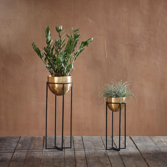 Nkuku Atsu Brass Planter with Stand AP8901 small Antique Brass