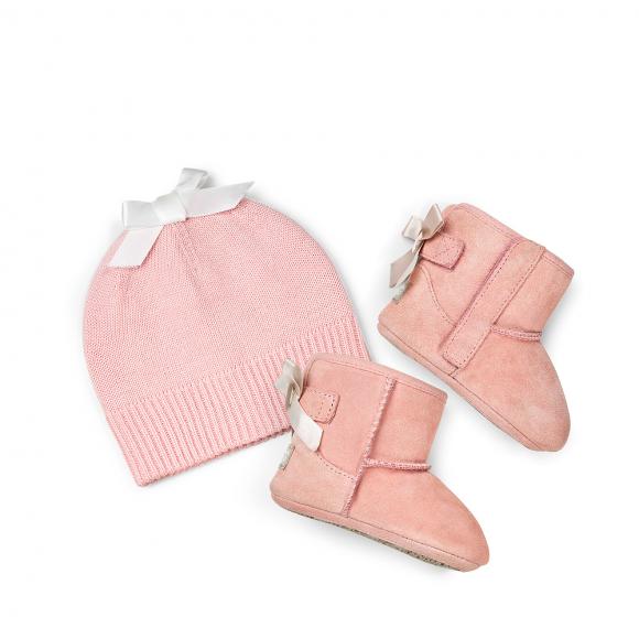 UGG Jesse Bow II Bootie & UGG Beanie Baby Pink 2-3 (S/2UK | 3-6 months) Baby Pink BPNK