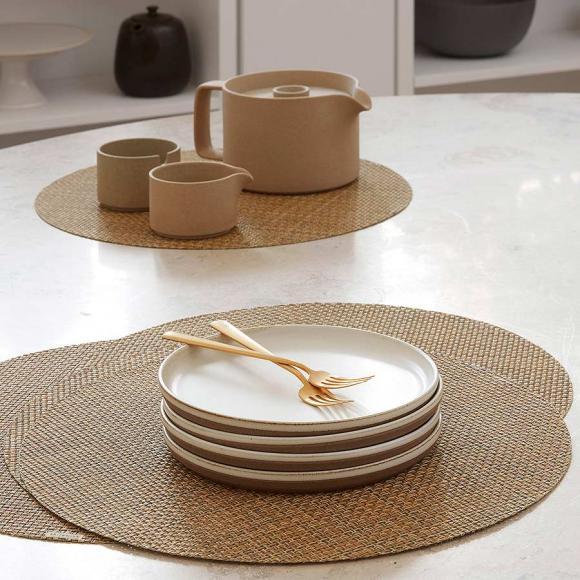 Chilewich Basketweave Circular Placemat Placemat 38cm  diameter carbon