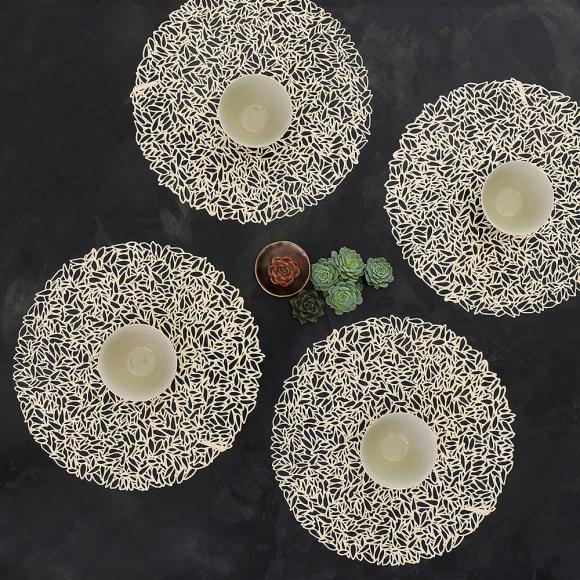 Chilewich Petal Placemat Champagne table mat  38cm diameter approx champagne
