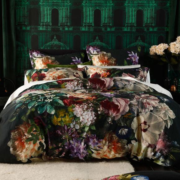 MM Linen Fiori Duvet Cover Set double duvet cover set (with 2 pillowcases) dark multi