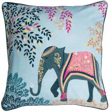 Sara Miller Embroidered Oasis Elephants Cushion