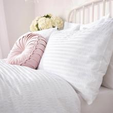 Laura Ashley Emma Seersucker White Duvet Cover Set