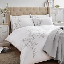 Laura Ashley Pussy Willow Sprig Dove Grey Duvet Cover Set