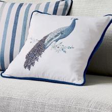Laura Ashley Peacock Midnight Beaded Cushion