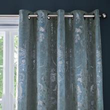 Laura Ashley Josette Metallic Eyelet Curtains Pale Seaspray