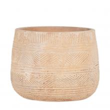 Nkuku Zadie Etched, Neutral Ceramic Planter
