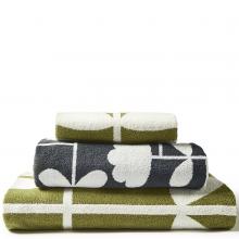 Orla Kiely Cut Stem Towels Moss & Charcoal