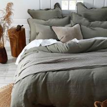MM Linen Laundered Linen Duvet Cover Set Olive