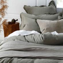 MM Linen Laundered Linen Duvet Cover Set Olive