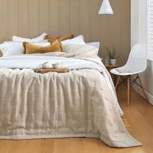 MM Linen Laundered Linen Bedspread Set Natural