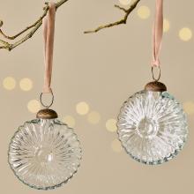 Nkuku Sundara Baubles - Clear - Set of 4 