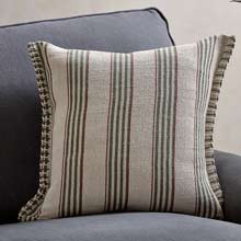 Nkuku Kaia Jute & Cotton Cushion Cover  -  Moss Green & Rust