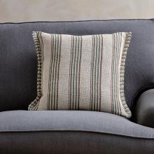 Nkuku Kaia Jute & Cotton Cushion Cover  -  Moss Green & Rust