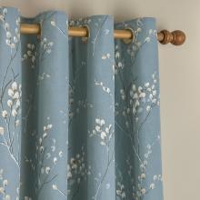 Laura Ashley Pussy Willow Dark Seaspray Eyelet Curtains