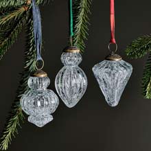 Nkuku Calida Baubles - Clear Crackle (set of 3)