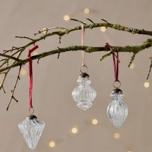 Nkuku Calida Baubles - Clear Crackle (set of 3)