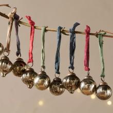 Nkuku Dew Drop Baubles - Antique Gold  - Set of 12 