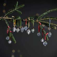 Nkuku Dew Drop Baubles - Silver & Clear - Set of 12 