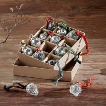 Nkuku Dew Drop Baubles - Silver & Clear - Set of 12 