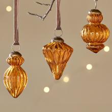 Nkuku Manipur Baubles - Amber (set of 3)