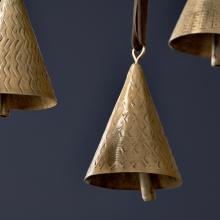 Nkuku Manya Metal Bell Baubles - Brass (set of 3)