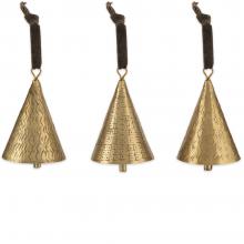 Nkuku Manya Metal Bell Baubles - Brass (set of 3)