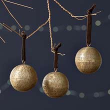 Nkuku Manya Metal Round Baubles - Brass (set of 3)