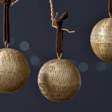Nkuku Manya Metal Round Baubles - Brass (set of 3)