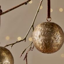 Nkuku Manya Metal Round Baubles - Brass (set of 3)