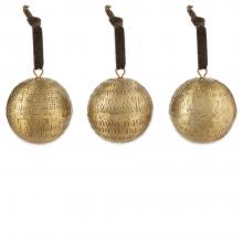 Nkuku Manya Metal Round Baubles - Brass (set of 3)