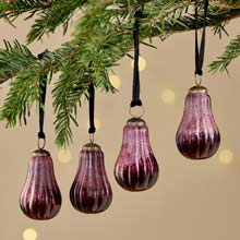 Nkuku Pannee Drop Baubles - Ruby (set of 4)
