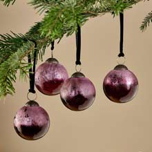 Nkuku Pannee Round Baubles - Ruby (set of 4)