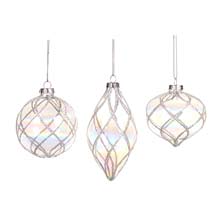 Goodwill Glass Iridescent Sparkle Net Ball / Finial Ornament