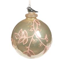 Goodwill Glass Porcelain Floral Bird Ball Ornament