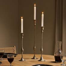 Nkuku Chaipat Iron Candlestick Antique Brass 