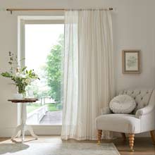 Laura Ashley Awning Stripe Sheer Panel Natural