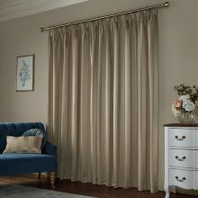 Laura Ashley Lille Stripe Truffle / Natural Lined Curtains