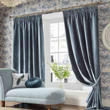 Laura Ashley Loretta Dark Seaspray Lined Curtains