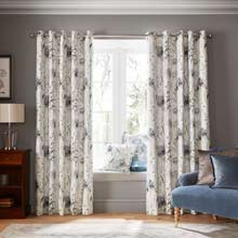 Laura Ashley Pallington Bloom Blackout Lined Curtains Smoke Blue
